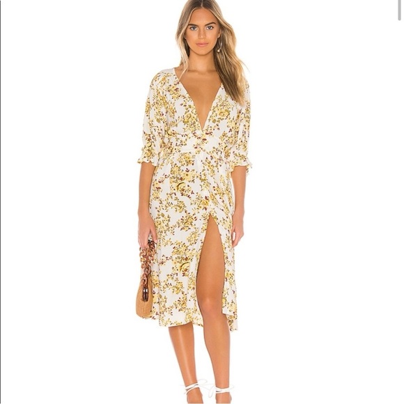 Faithfull The Brand Rafa Midi Dress in Goldie Floral Women’s 6US/Medium - Picture 2 of 7